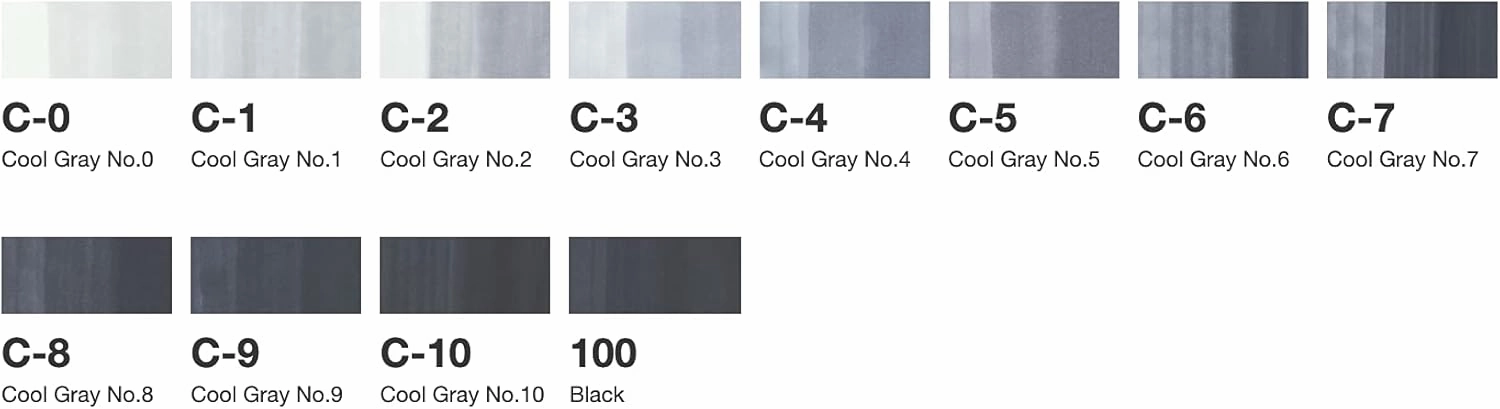 Copic Markers 12-Piece Cool Gray Set