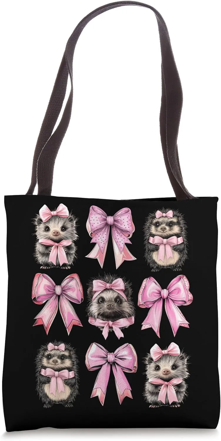 Coquette Bow Porcupine Cute Girl Mom Pink Mother's Day Tote Bag