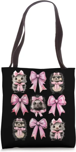 Coquette Bow Porcupine Cute Girl Mom Pink Mother's Day Tote Bag