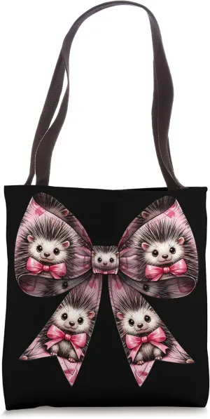Coquette Bow Porcupine Cute Pet Pattern Girl Mom Pink Tote Bag