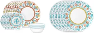Corelle Terracotta Dreams Dinnerware Set for 6, 18 Pieces & Terracotta Dreams Salad Plate Set for 6 | 8.5 Inch Kitchen Plate Set