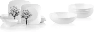 Corelle Vitrelle 18-Piece Service for 6 Dinnerware Set, Triple Layer Glass and Chip Resistant & 4-Pc Meal Bowls Set, Service for 4, Durable and Eco-Friendly 9-1/4-Inch Bowls