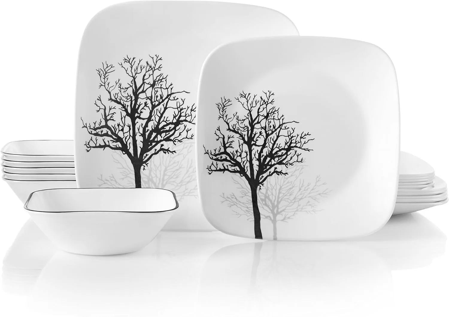 Corelle Vitrelle 18-Piece Service for 6 Dinnerware Set, Triple Layer Glass and Chip Resistant & 4-Pc Meal Bowls Set, Service for 4, Durable and Eco-Friendly 9-1/4-Inch Bowls