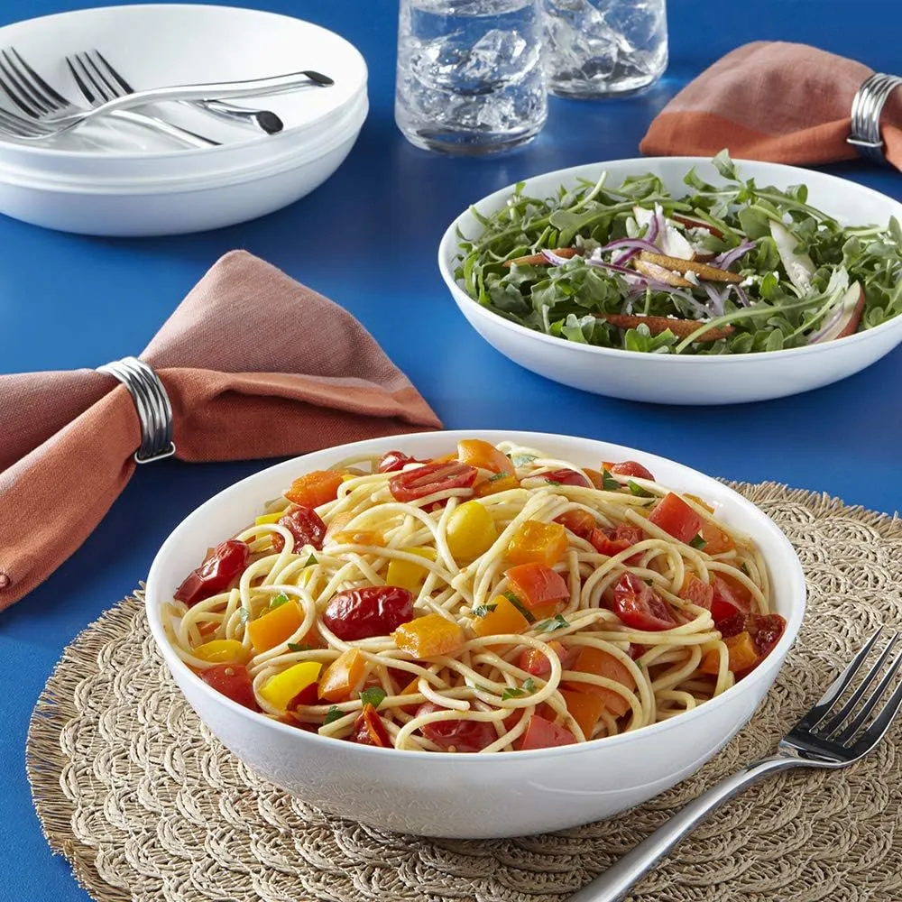 Corelle Vitrelle 18-Piece Service for 6 Dinnerware Set, Triple Layer Glass and Chip Resistant & 4-Pc Meal Bowls Set, Service for 4, Durable and Eco-Friendly 9-1/4-Inch Bowls