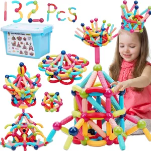 COUOMOXA Magnetic Toy Montessori for Kids: 3 4 5 6 7 8 9 10 11 12 Years Old Boys Girls Magnetic Building Sticks - STEM Creative Toy Ages 3-12 Playroom Family for Kids