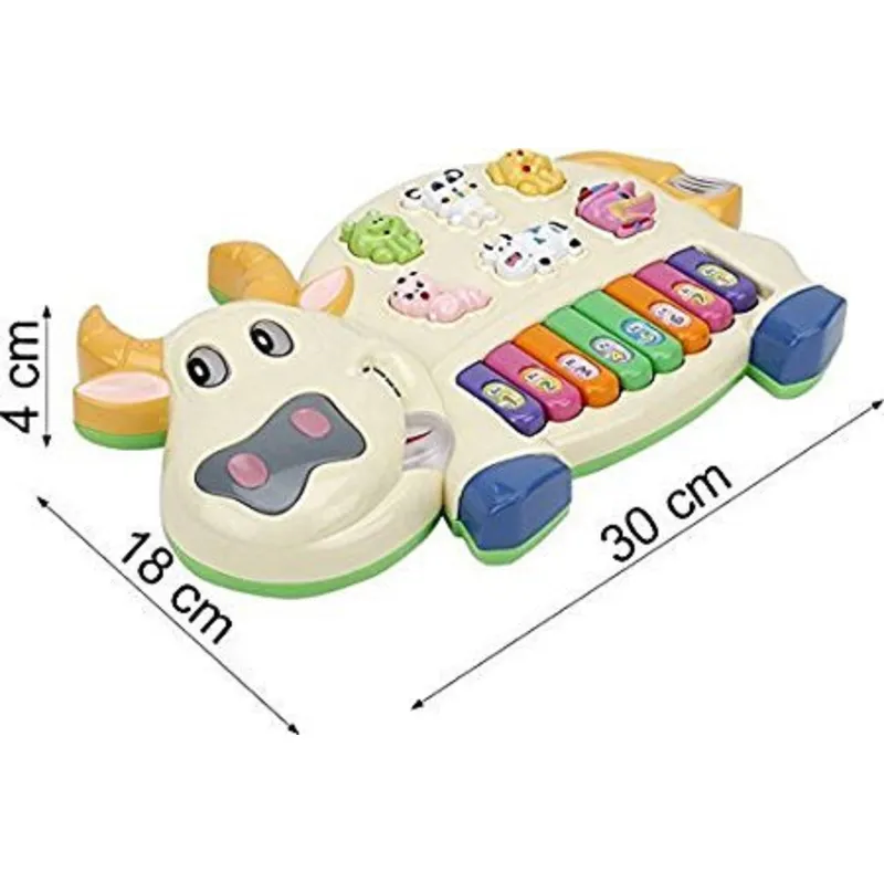 Cow Theme Musical Piano Keyboard with Animals Sound & Light - 8 Keys (1-4 Years)