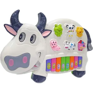 Cow Theme Musical Piano Keyboard with Animals Sound & Light - 8 Keys (1-4 Years)