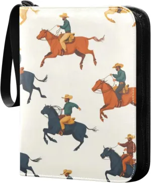 Cowboys Rodeo Colorful Card Binder, 400 Pockets Card Holder with 50 Sleeves, Sturdy Card Holder Folders for Game Cards & Sports Cards