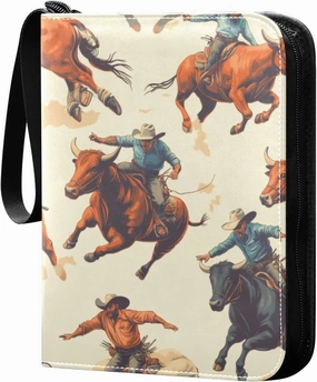 Cowboys Rodeo Colorful Card Binder, 400 Pockets Card Holder with 50 Sleeves, Sturdy Card Holder Folders for Game Cards & Sports Cards