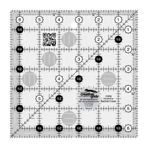 Creative Grids Quilt Ruler 6-1/2in x 6-1/2in Square – CGR6 – Made in USA, Non-Slip Grip Acrylic Quilting, Sewing, Crafting, Patchwork Ruler for Measuring & Cutting Fabric