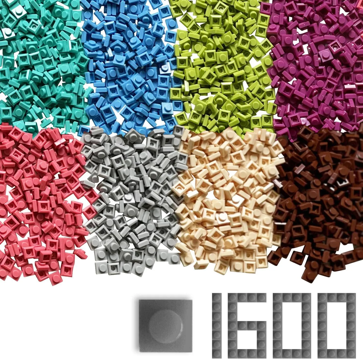 Creative QT Pixel Bricks Mosaic Kit - 8 Bright Colors, 1x1 Bricks - 1600 Pieces Mosaic Block Kit with 2 Quick-Removal Tools & Design Guide - Nano Blocks Art Set for Kids & Adults - STEM Building Toy