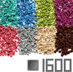 Creative QT Pixel Bricks Mosaic Kit - 8 Bright Colors, 1x1 Bricks - 1600 Pieces Mosaic Block Kit with 2 Quick-Removal Tools & Design Guide - Nano Blocks Art Set for Kids & Adults - STEM Building Toy
