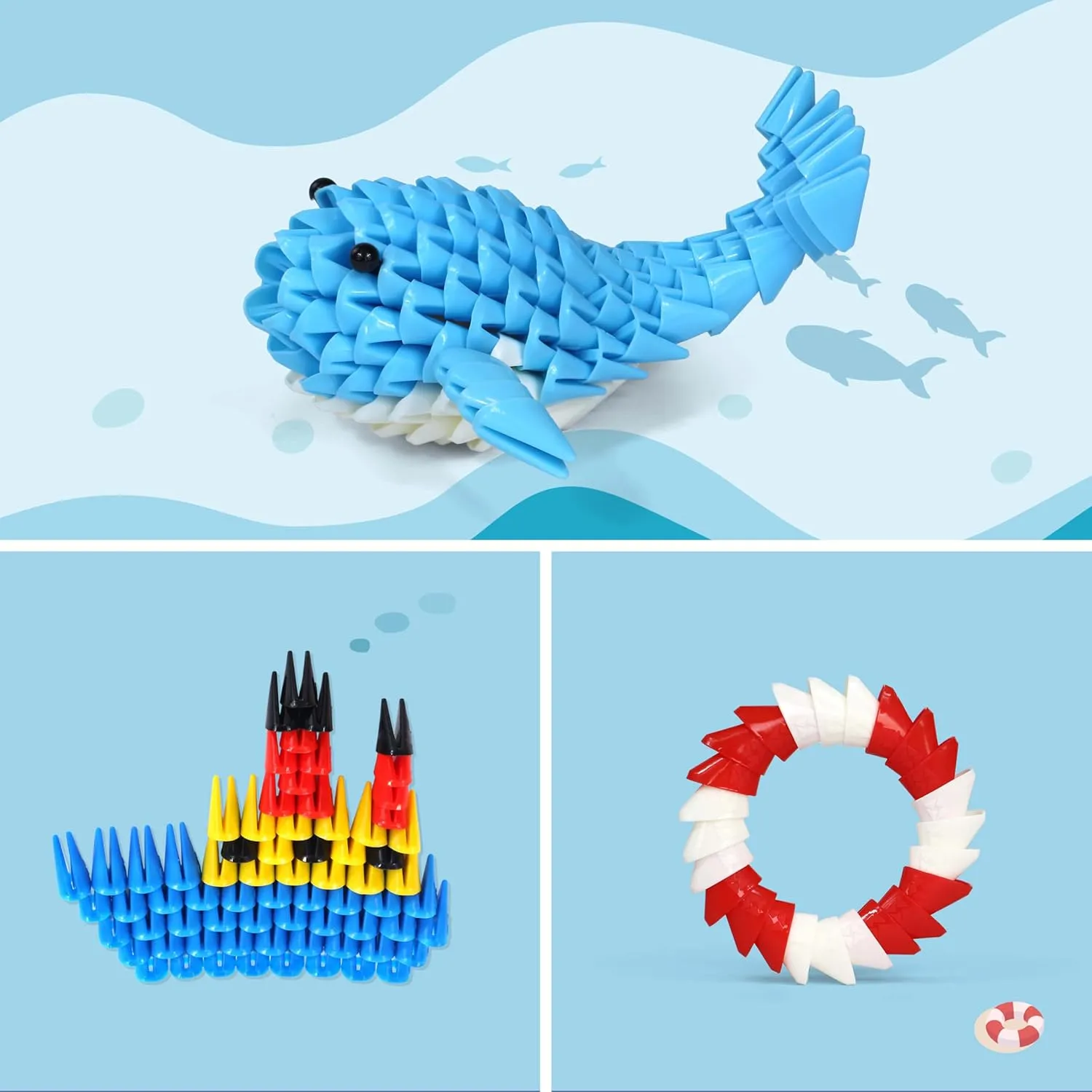 Creative Soft Building Blocks, Cute Animal kit Assembling Building Toys Gifts for Kids and 6  Interactive Building Toy for Kids, Boys, and Girls (1002-Whale)