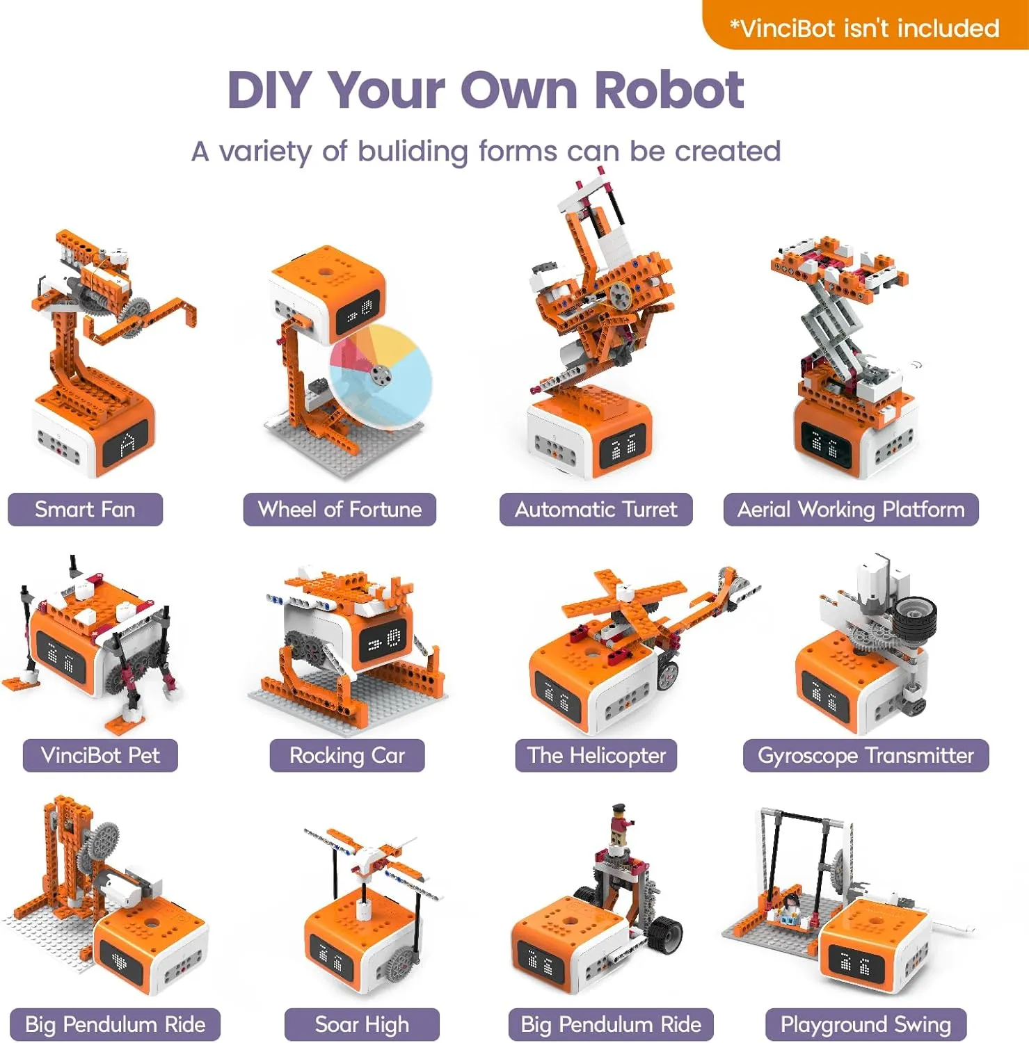 Creator Kit for VinciBot Robotic with 434  Building Blocks & 20 Building Cases for Kids School STEM Education Class, DIY Science Experiment Kit for Kids Ages 8-12