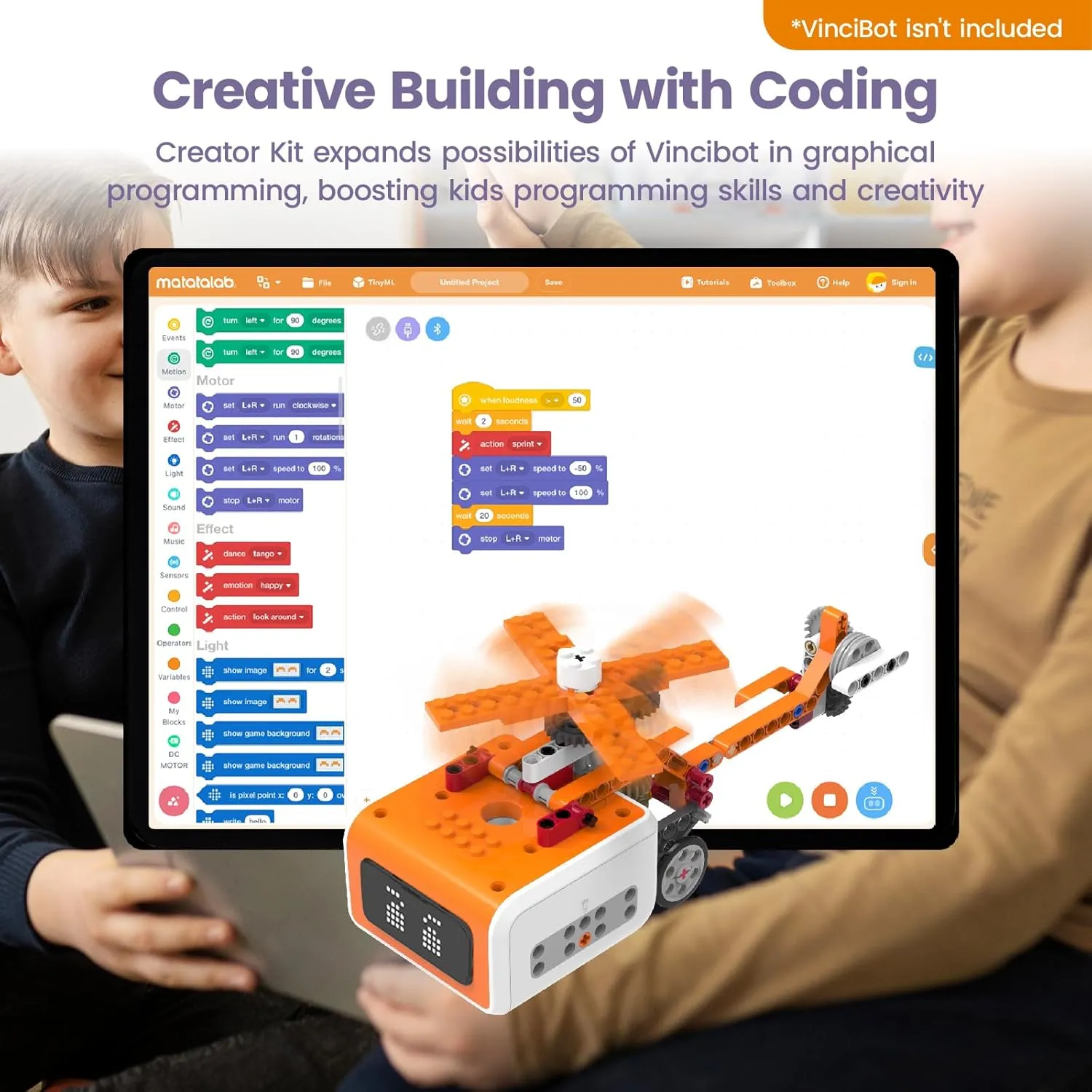 Creator Kit for VinciBot Robotic with 434  Building Blocks & 20 Building Cases for Kids School STEM Education Class, DIY Science Experiment Kit for Kids Ages 8-12