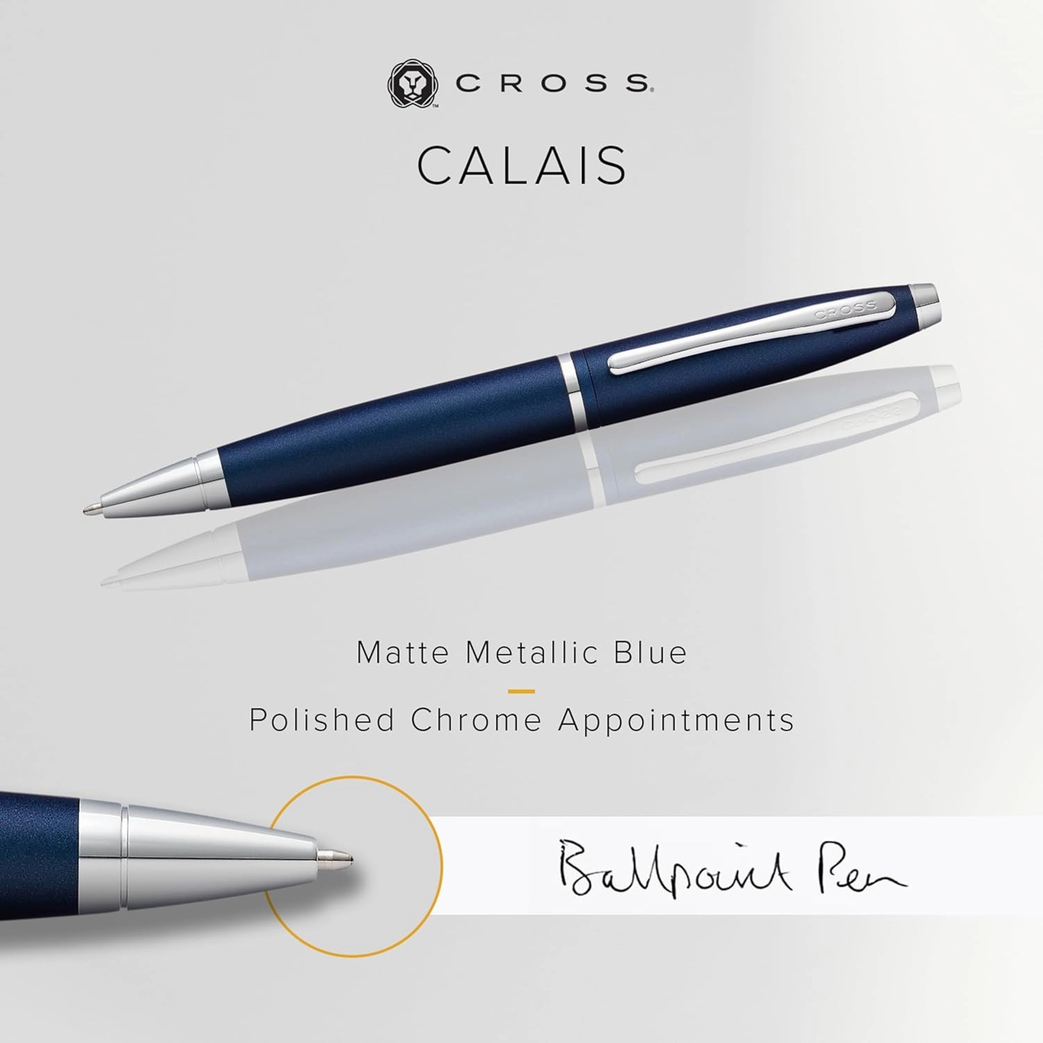 Cross Calais Refillable Ballpoint Pen Presented in a Luxury Gift Box - Medium Point, Black Ink, Matte Metallic Midnight Blue