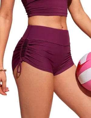 CRZ YOGA Womens Swim Board Shorts High Waisted Bathing Suit Bottoms Adjustable Ruched Side Swimsuit