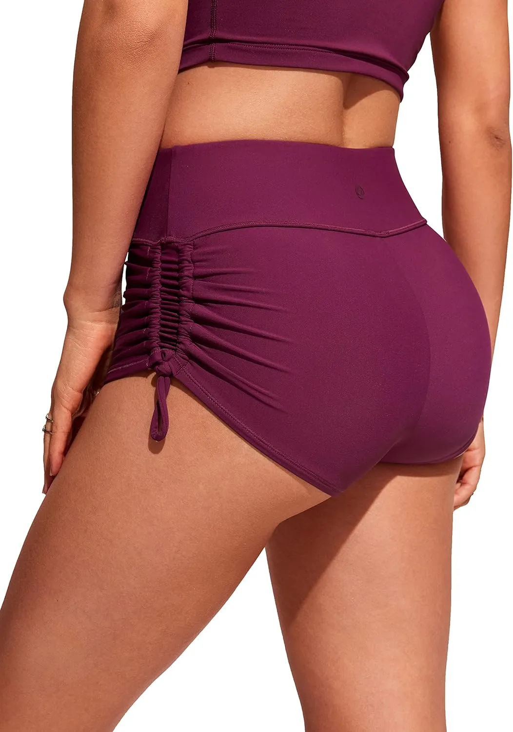 CRZ YOGA Womens Swim Board Shorts High Waisted Bathing Suit Bottoms Adjustable Ruched Side Swimsuit