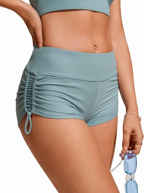 CRZ YOGA Womens Swim Board Shorts High Waisted Bathing Suit Bottoms Adjustable Ruched Side Swimsuit