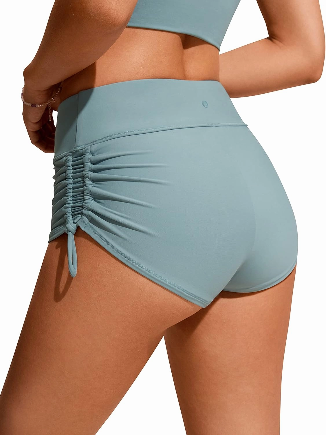 CRZ YOGA Womens Swim Board Shorts High Waisted Bathing Suit Bottoms Adjustable Ruched Side Swimsuit