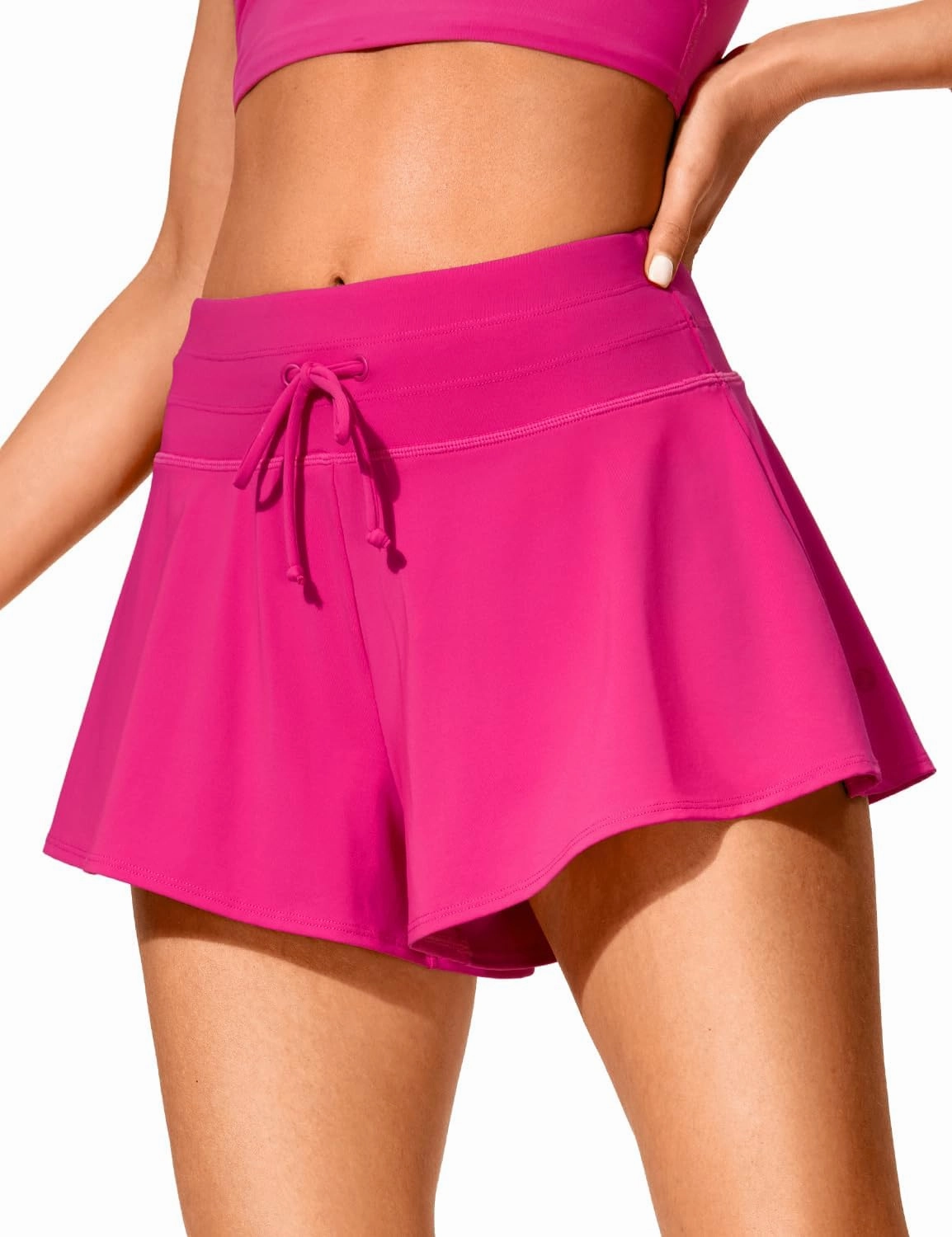 CRZ YOGA Womens Swim Board Shorts High Waisted Flowy Beach Skirt Skorts Bathing Swimsuit Bottoms with Liner
