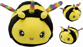 Cuddly Unicorn Bee Stuffed Animal with Smile Face and Rainbow Wings Happy Fuzzy Bumblebee Plush Toy Pillow Pretty Sweet Gifts for Kids Boys and Girls Present for Birthday or Party 10 Inch (Big Eyes)