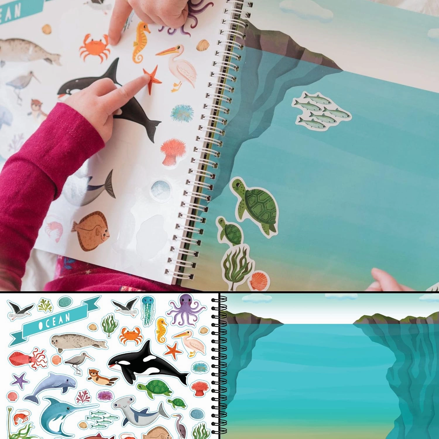 Cupkin Animal Sticker Book Activity for Kids, Toddler Airplane Travel Essentials, 500  Habitat Stickers for Kids   12 Scenes   12 Coloring Book Pages, Animal Lover Gift, Childrens Crafts for Ages 2-8