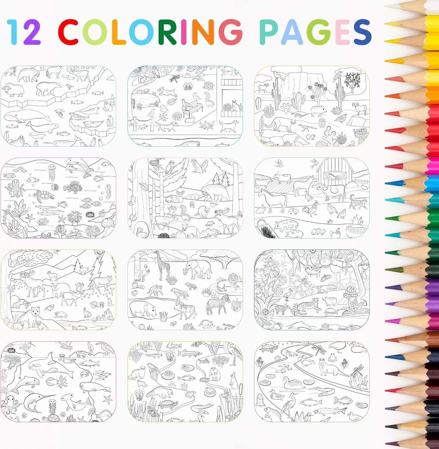 Cupkin Animal Sticker Book Activity for Kids, Toddler Airplane Travel Essentials, 500  Habitat Stickers for Kids   12 Scenes   12 Coloring Book Pages, Animal Lover Gift, Childrens Crafts for Ages 2-8