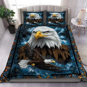Custom Bald Eagle Bedding Set Comforter, Eagle and Flag Bedding Set - Eagle Comforter Set Bed Set for Men Microfiber Bedset Full Size 3 Pieces (Eagle Native Style, Twin/Full/Queen/King)