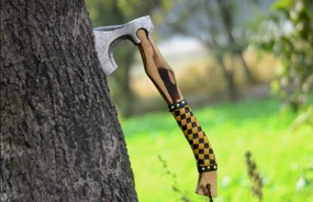 Custom Hand Forged Carbon Steel 17 Inch Long Medieval Axe, Forged Axe, Leather Wrapping On Handle Hatchet with Leather Sheath, Best for Hunting, Camping Wood Cutting, Gift for Him