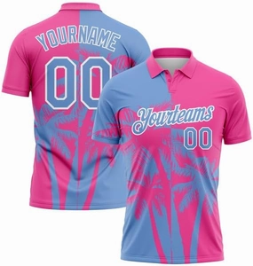 Customize Name,Custom Jersey, Polo Sport, Black Hot Pink 3D Pattern Design Billiards Performance Polo