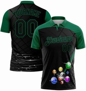 Customize Name,Custom Jersey, Polo Sport, Black Hot Pink 3D Pattern Design Billiards Performance Polo