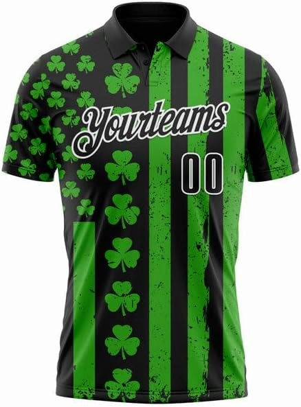 Customize Name, Short Sleeve Shirt, Polo Sport, Navy Bay Orange-Green 3D St. Patrick's Day Shirtbowling