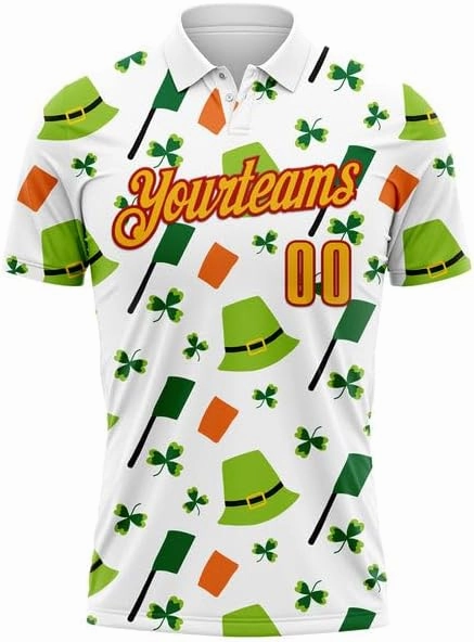 Customize Name, Short Sleeve Shirt, Polo Sport, Navy Bay Orange-Green 3D St. Patrick's Day Shirtbowling