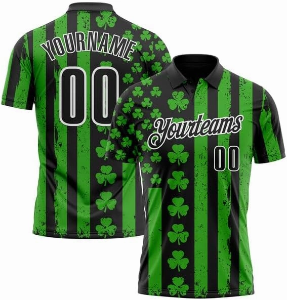 Customize Name, Short Sleeve Shirt, Polo Sport, Navy Bay Orange-Green 3D St. Patrick's Day Shirtbowling