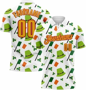 Customize Name, Short Sleeve Shirt, Polo Sport, Navy Bay Orange-Green 3D St. Patrick's Day Shirtbowling
