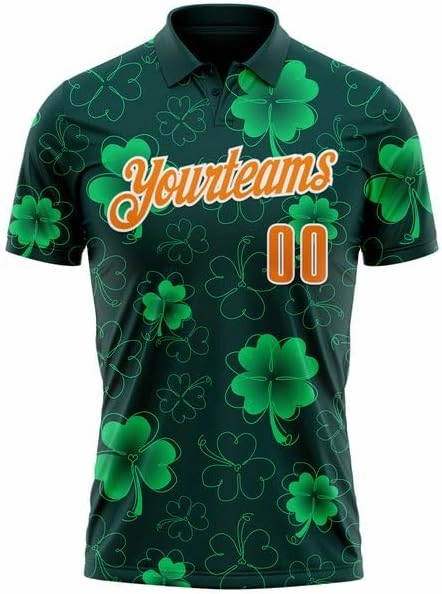Customize Name, Short Sleeve Shirt, Polo Sport, Navy Bay Orange-Green 3D St. Patrick's Day Shirtbowling