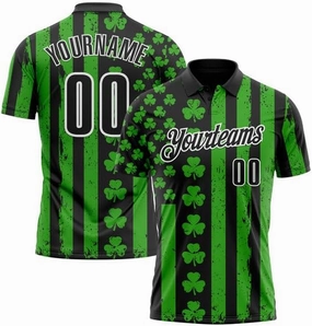 Customize Name, Short Sleeve Shirt, Polo Sport, Navy Bay Orange-Green 3D St. Patrick's Day Shirtbowling