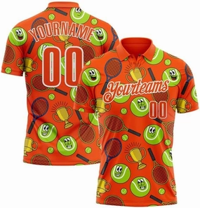 Customize Name, Short Sleeve Shirt, Polo Sport, Orange White 3D Tennisperformance Polo Shirtbowling Dart