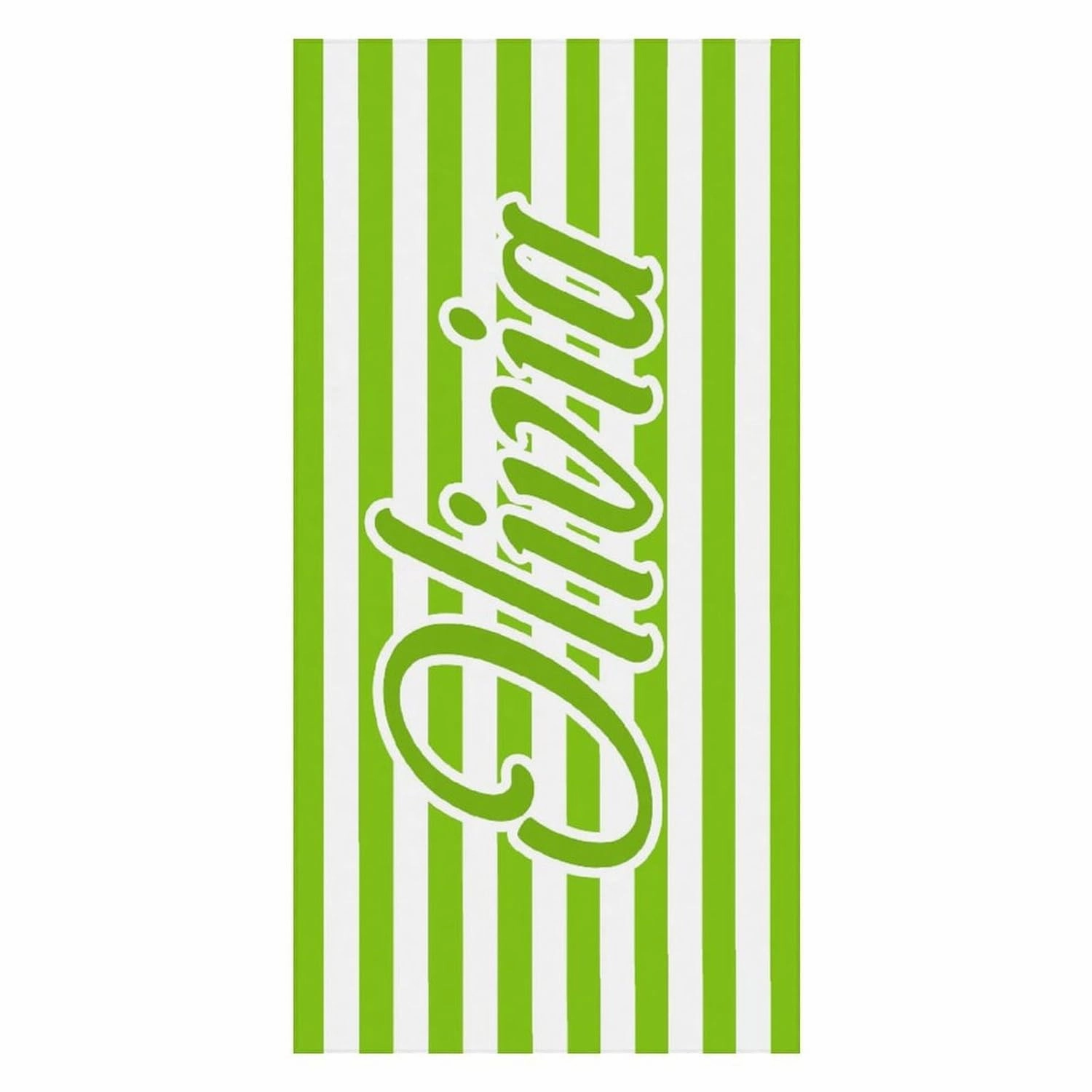 Customized Lime Green And White Initial Beach Towel for Men Boys Gift Personalized Lime Green And White Swim Towel Designer Microfiber Striped Swimming Towels for Toddler Girl Bachelorette