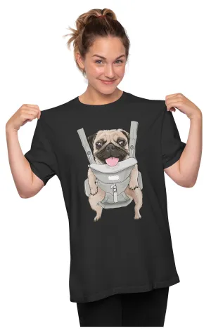 Cute Pug On Front Carrier Oversized Unisex T-shirt
