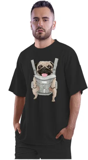 Cute Pug On Front Carrier Oversized Unisex T-shirt