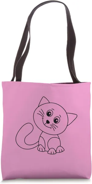 Cute Smiling Cat Looking Sideways Pet Owner Lover Pink Tote Bag