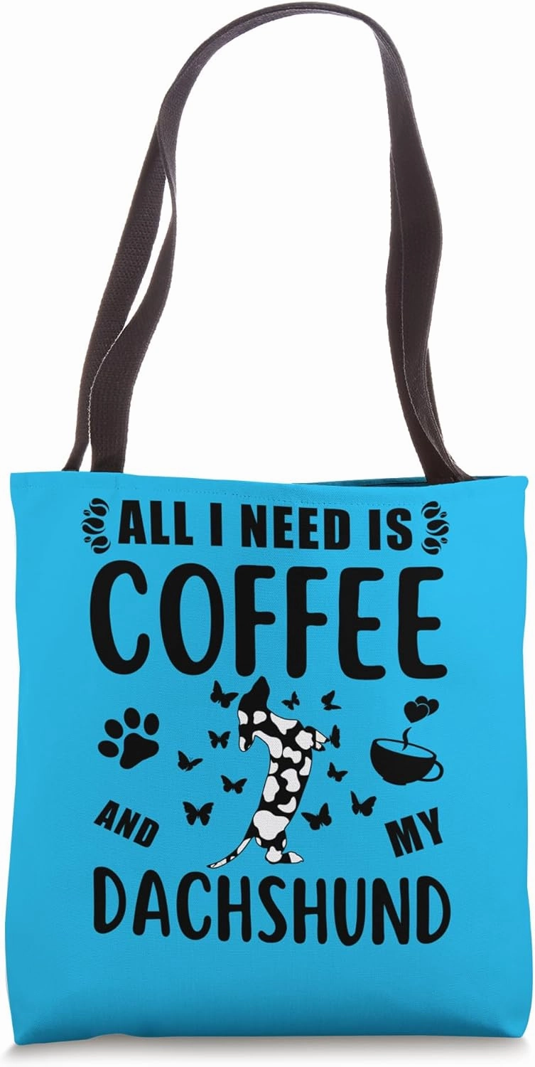 Cute Adorable Dapple Dachshund & Coffee Lovers Dog Owner Mom Tote Bag