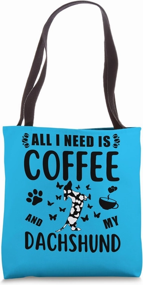 Cute Adorable Dapple Dachshund & Coffee Lovers Dog Owner Mom Tote Bag