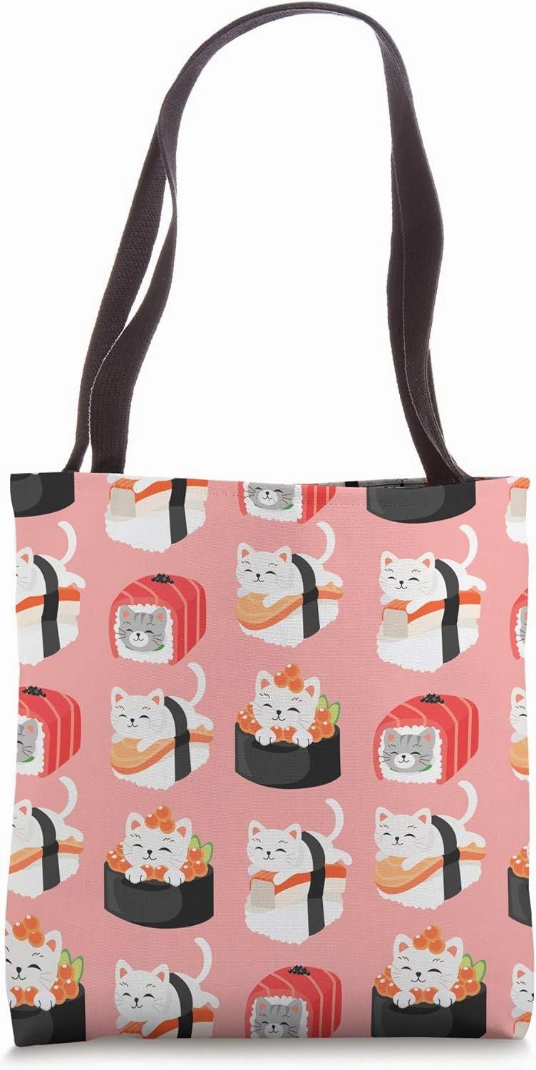 Cute Animal Lover Gift Cat Pet Adorable Kawaii Sushi Tote Bag
