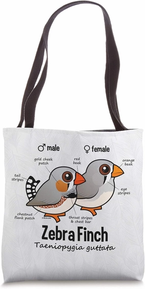 Cute Cartoon Zebra Finch Statistics Pet Bird Owner Gift Idea Tote Bag