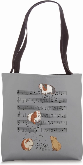 Cute Guinea Pig Playing Music Note Clef Musician Art Tote Bag