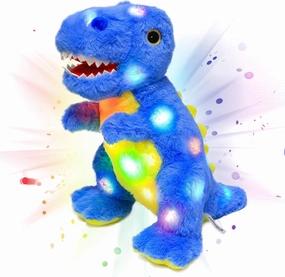 Cuteoy Blue Dinosaur LED Stuffed Animal Light-up Plush Birthday Christmas T-Rex Plushies Toy Gifts for Kids Toddler Girls, 12.5"