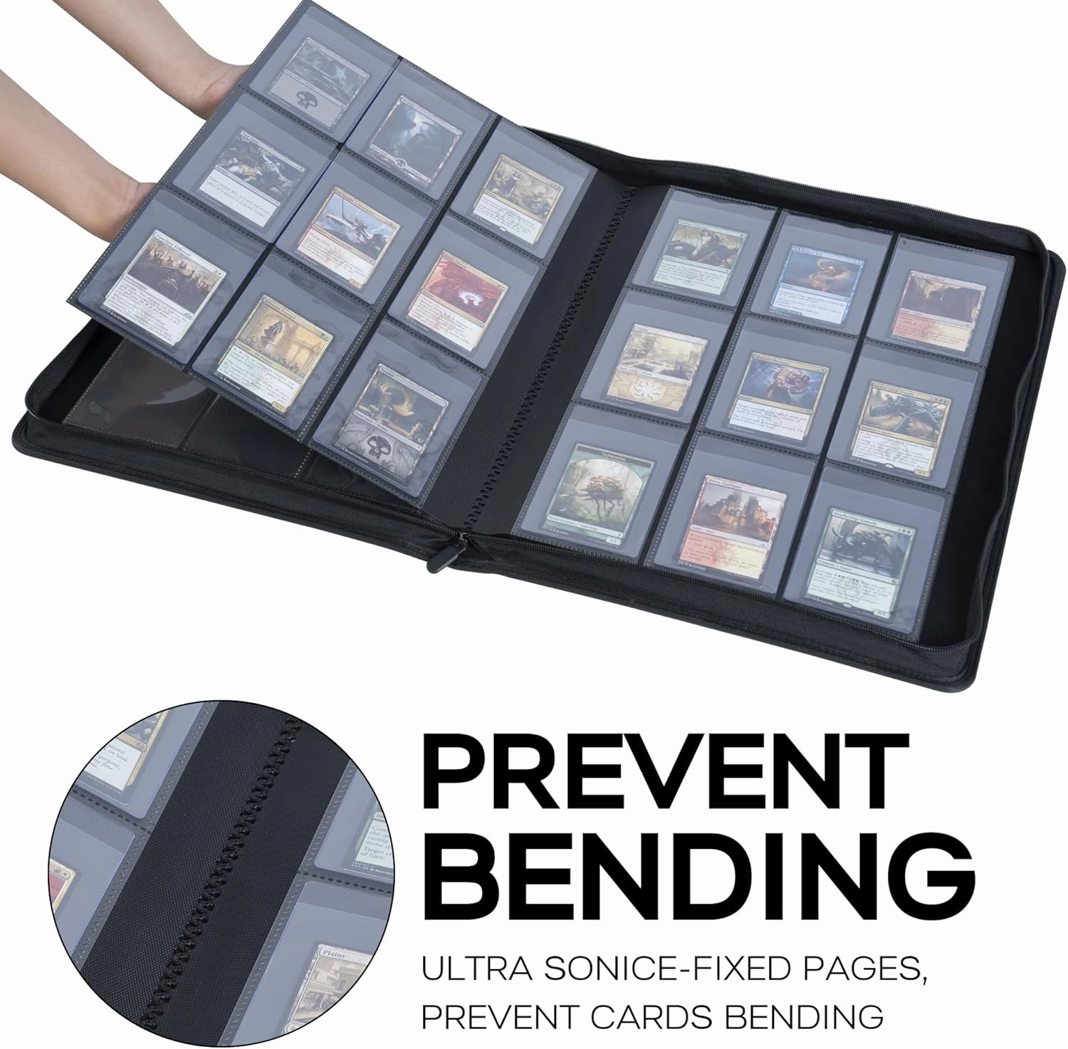 D DACCKIT Semi Rigid Card Holder Binder - Holds 360 Semi Rigid Card Holders, 9 Pocket Trading Card Album fit for 3-5/16" x 4-7/8" Semi Rigid Card Holders for Trading Cards or Sports Cards - White